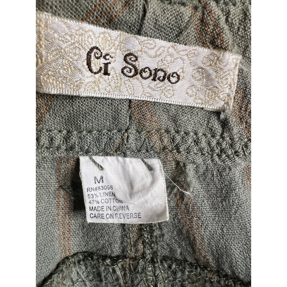 Ci Sono Women’s capris green orange cargo linen summer - Picture 9 of 10